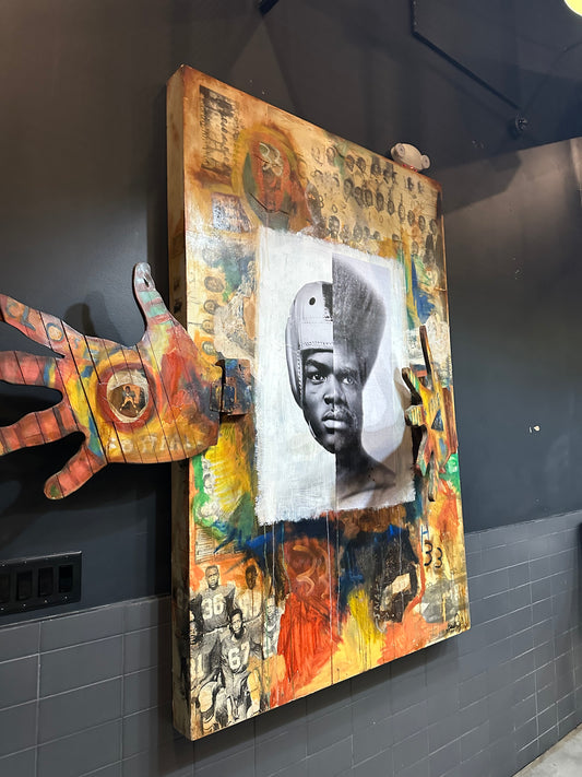 "Pigskin Plantation"
48x72 Mixed media on wood $4800